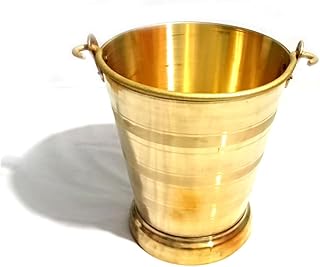 Brass Bucket Diameter 12 Inches, Height 12 Inches, Capacity 18 litres Colour Golden (Pack of 1)