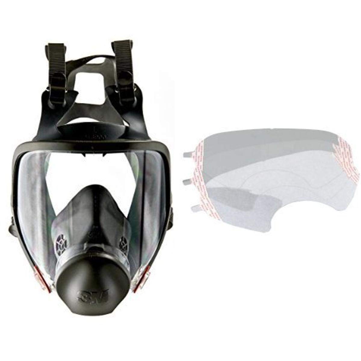 3M Full Facepiece Reusable Respirator 6900, Respiratory Protection, Large (Pack of 1) and Faceshield Cover 6885/07142(AAD), Respiratory Protection Accessory (Pack of 25) bundle