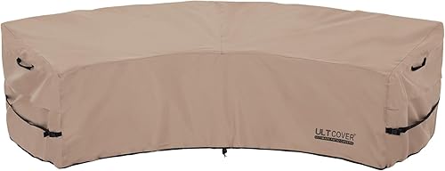 Miniatura 21 de ULTCOVER Funda impermeable para sofá en forma de V para patio de 5 plazas, muebles seccionales de 85 pulgadas de ancho Marrón (en forma de V),Negro