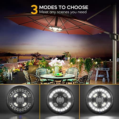 Image of Eletorot 2pcs Rechargeable Patio Umbrella Lights Outdoor Decor for Garden | 28 White LED 3 Lighting Modes for Patio Table 1.25-1.9inch Pole Light, Patio Lighting Pool Accessories, Backyard Light