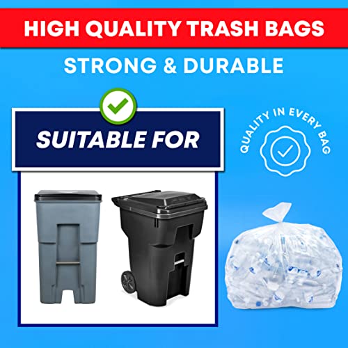 Tasker 95-96 Gallon Trash Bags, (Value Pack 50 Bags w/Ties) Extra Large Heavy Duty Clear Plastic Recycling Trash Bags, 90 Gallon, 95 Gallon, 96 Gallon, 100 Gallon (Clear) by Tasker - Image 5