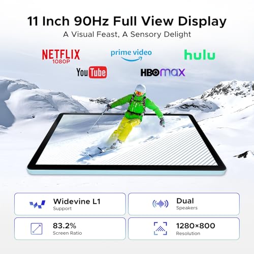 Image of P11 2026 11 Inch Android 16 Tablet with Gemini AI, UNISOC T7250 90Hz Screen, 48GB RAM+128GB ROM, 8800mAh, 5G WiFi, 13MP+5MP, 3.5mm Jack, Face ID, Tablet with Keyboard, Pen, Mouse- Blue