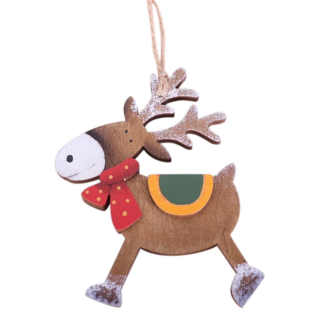 carotoe Wood Pendant Festival Holiday Ornaments for Christmas Party Wooden Elk Pendant and Long-lasting Reindeer Decor Christmas Ornaments