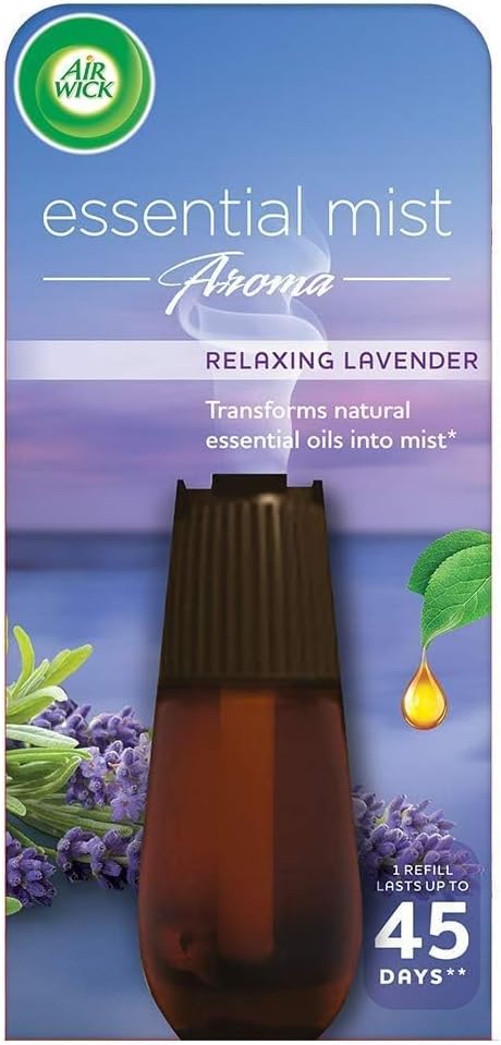 Air Wick Essential Mist Automatic Fragrance Mist Diffuser Refill, Relaxing Lavender - 20 Ml | Natural Essential Oils Diffuser Refill | Automatic Air Freshener