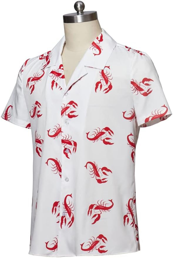 MelangCos Men's Kramer Lobster Shirt Button-Up White Shirt Short Sleeve Hawaiian Shirts - Image 2
