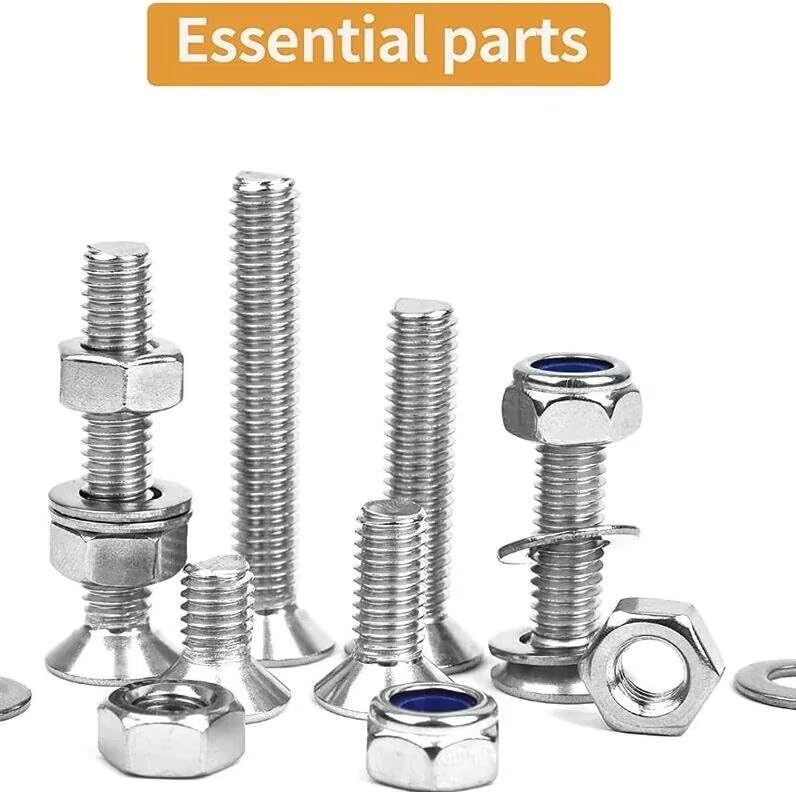 Set di 385 viti a testa svasata con esagono esagonale M6 e kit assortimento di dadi in acciaio inossidabile 304, bulloni a brugola a testa piatta