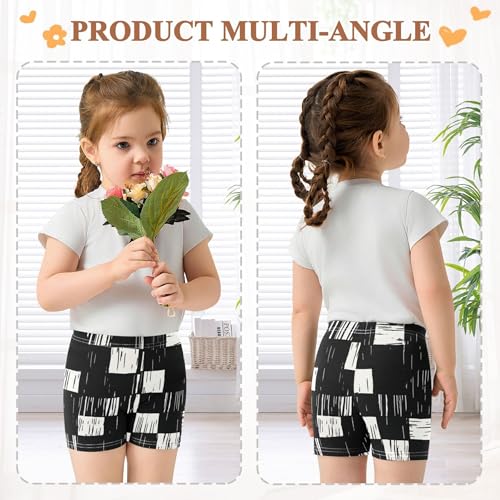 Toddler Biker Shorts for Girls Cotton Shorts for Under Skirts 4t Kids Clothing Black White Plaid4