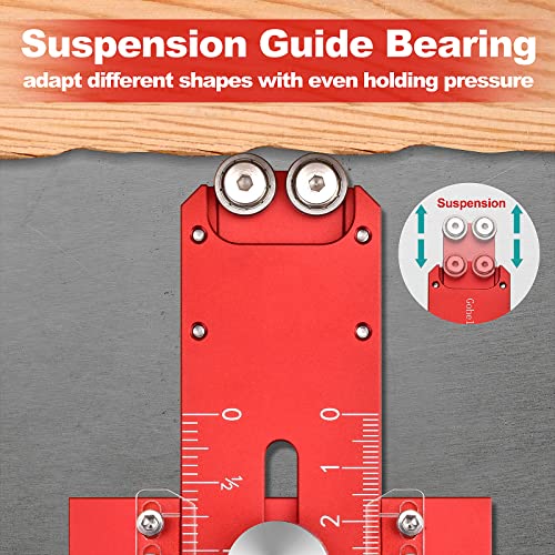 Thin Rip Table Saw Jig Guide with Two Suspension Mechanism Guide Bearing for Making Repetitive Narrow Strip Cuts, Fit for 3/4\" x 3/8\" Miter Slots, Works with Track Table Saw, Router Table, Band Saw