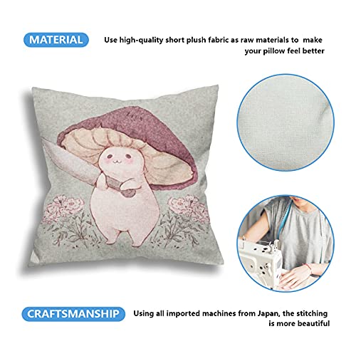 Little Mushroom Throw Pillow Covers Pillowcase Cotton Linen Square Home Decorative Cushion Cover 18×18 #TOP3