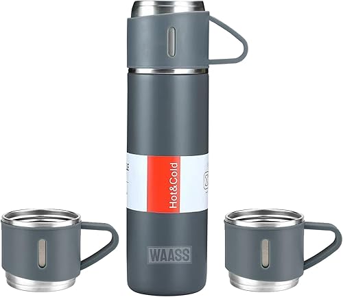 WAASS Juego de regalo de termos con aislamiento al vacío frasco de viaje caliente y frío con tapa de taza perfecto para café y té caliente juego de