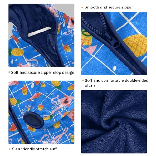 Tropical Cute Jellyfishes Girls Fleece Jacket Girls Fall Jacket Girls Zip Up Hoodie Girls Sherpa Jacket 2-10T3