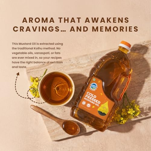Image of Country Delight Mustard Oil | Non-Refined Cold-Pressed Mustard Oil | Traditional Kohlu Extraction | Rich Aroma & Authentic Taste | 1.8L