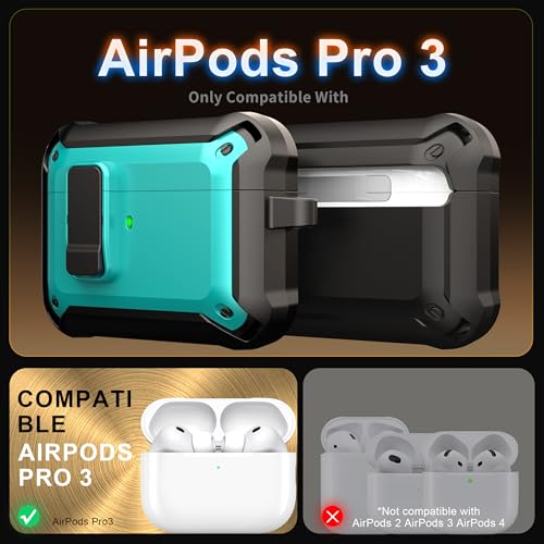 Image of AirPods Pro 3 Case with Lock Magnetic Lid MagSafe, Teal