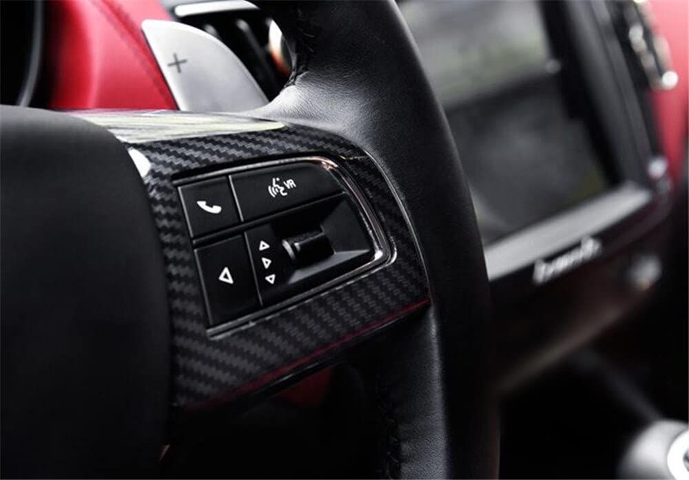 Pokrowiec na kierownicę wykończenia naklejka dekoracyjna kompatybilna z Maserati Levante 2016-2019, kompatybilna z Ghibli 2014-2019, akcesoria do wnętrza samochodu z włókna węglowego