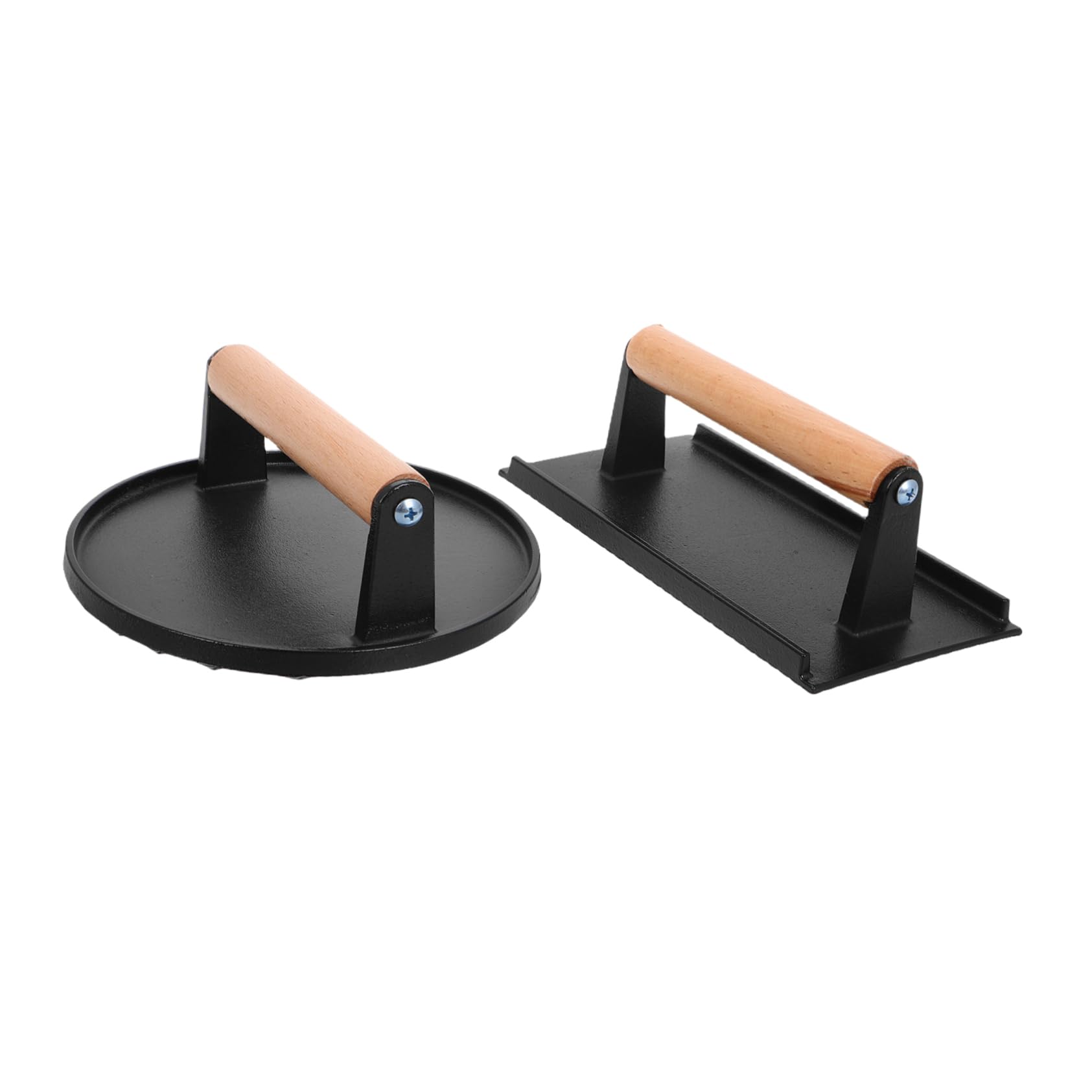 BESTYASH Prensa Diseño Rectangular para Madera Hamburguesas Hierro Fundido y 2 Piezas con Redondo, Agarre Cómodo para Cocina y Parrilla al Aire Libre