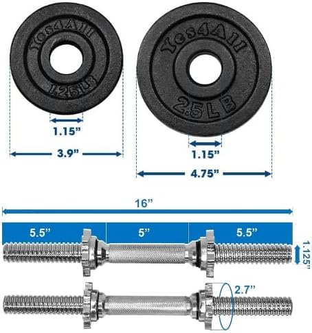 Miniatura 3 de Yes4All - Juego de pesas de hierro fundido para mancuernas (1.15)