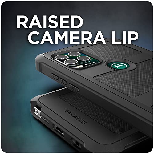 Encased Falcon Designed For Moto G Stylus 5G Belt Clip Case, Protective Phone Case With Holster (Black) #TOP7