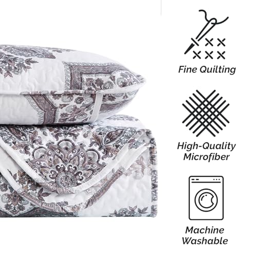 Image of Southshore Fine Living, Inc. Twin Day Bed Comforter Sets, 6-Piece Boho Bedding Set with Daybed Cover, 3 Pillow Shams, Bedskirt, Throw Pillow - Twin Day Bed Cover Set, Infinity Grey