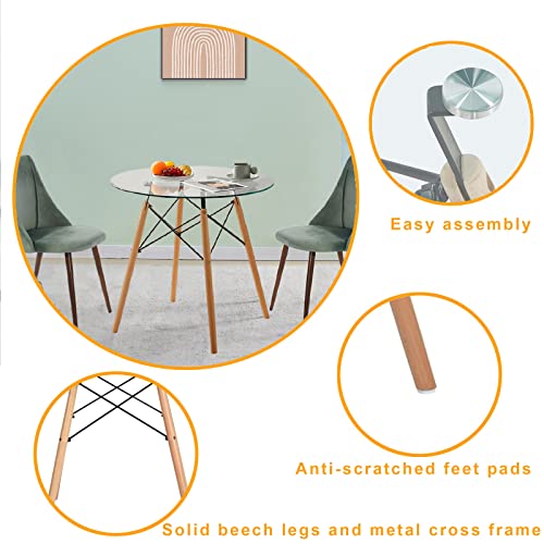 Liink1Ga Glass Dining Table 31.5''–Small,Round,Modern Dining Room Table Kitchen Table Coffee Table - For 2 To 4 People #TOP4