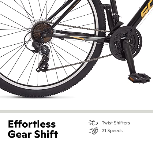 Image of Schwinn High Timber Mountain Bike for Adult Men Women, 27.5-Inch Wheels, 21-Speeds, Front Suspension, Steel Frame and Alloy Linear Pull Brakes, Black