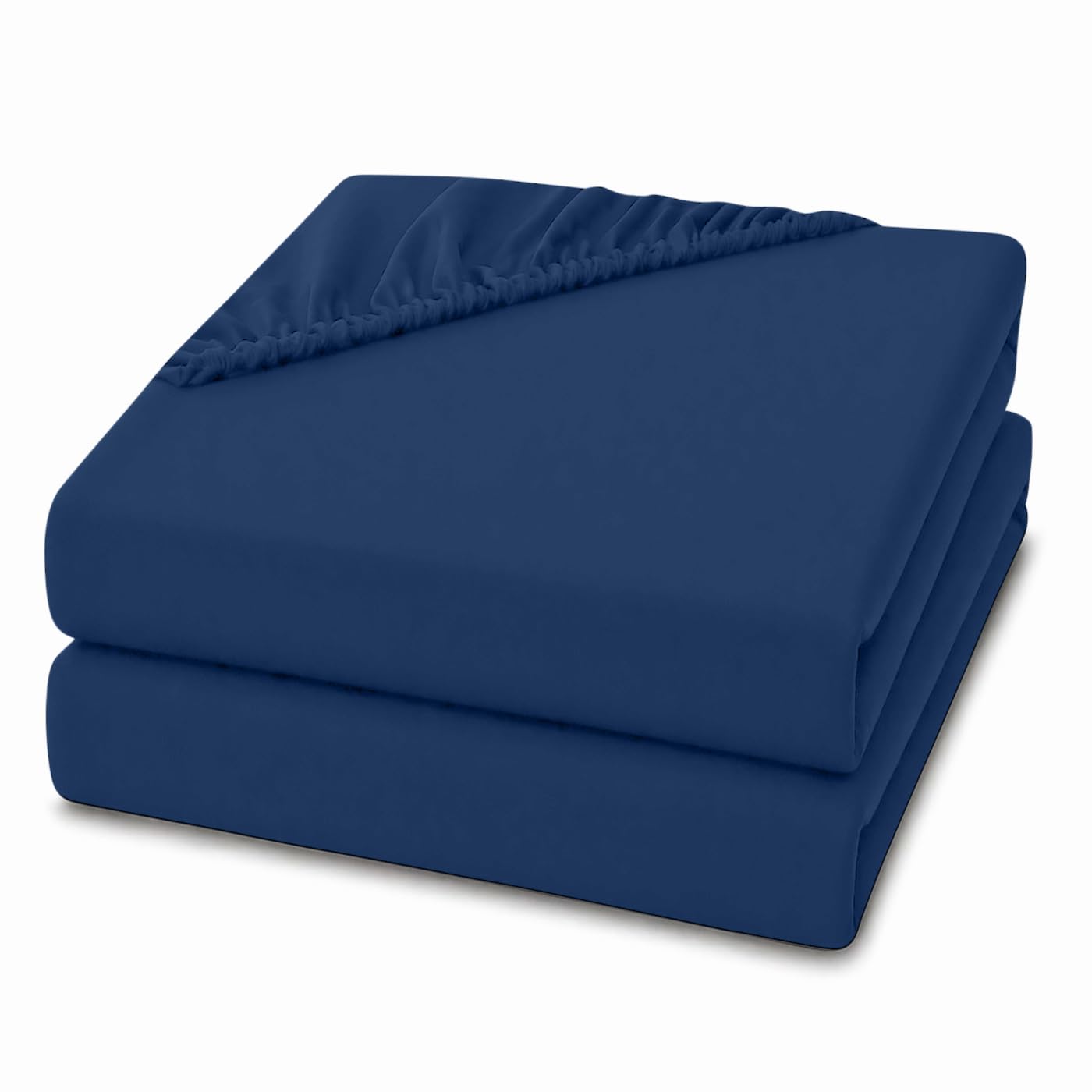 2 Pack 4ft Small Double Fitted Sheets 28cm Deep Pocket – Ultra Soft Comfortable Microfibre Bed Sheets, Breathable, Wrinkle, Fade & Shrink Resistant, Easy Care Bedding (Navy Blue, 4ft Small Double) — image 1