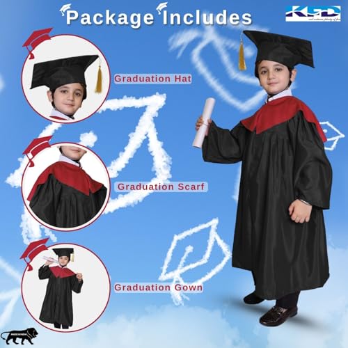 Image of Kaku Fancy Dresses Graduation Gown With Hat & Stole /Scarf | Degree Costume For Convocation Dress For Boys & Girls
