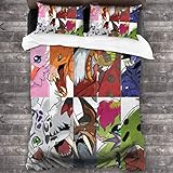 Größe: 117 x 218 cm SJPillowcover Digimon Adventure Bettwäsche-Set, 86 x 70 cm, 2 Kissenbezüge und 1 Bettbezug, 3-teilig