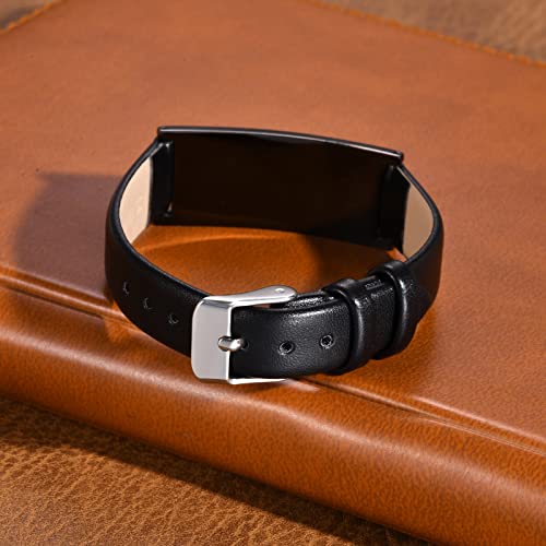 Personalized Bracelet Gift For Son : Engraved Name Leather Id Wristband Gift For Son From Mom And Dad,To My Son Gift For Christmas, Birthday, Valentine's Day, Anniversary, Graduation, Black #TOP6