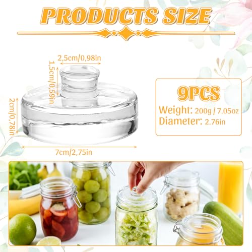 WOPPLXY 9 Stück Fermentiergewichte, Durchmesser: 7cm Fermentationsgewichte, Glasgewichte Fermentieren für Fermentieren Sauerkraut Kimchi Säure Gurken