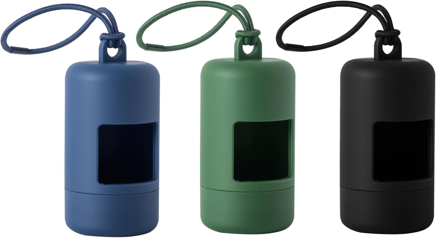 Dog Poop Bag Holder for Leash, 3Pack Dogs Waste Bag Dispenser with Elastic Loop Protable Lightweight Plastic Holders for Pet Doggy, Blue, Green and Black