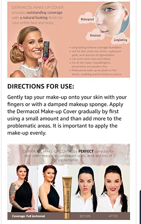 Image of DC Dermacol Professional Full Coverage Waterproof Foundation SPF 30, Shade 207 Very Light Beige (Apricot Undertone), Matte Finish for Oily & Acne-Prone Skin, Long Wear Makeup, 30g
