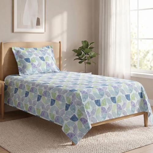 Image of LANE LINEN Symphony 100% Cotton 144TC Single Bedsheet Set, 2 Piece, Printed