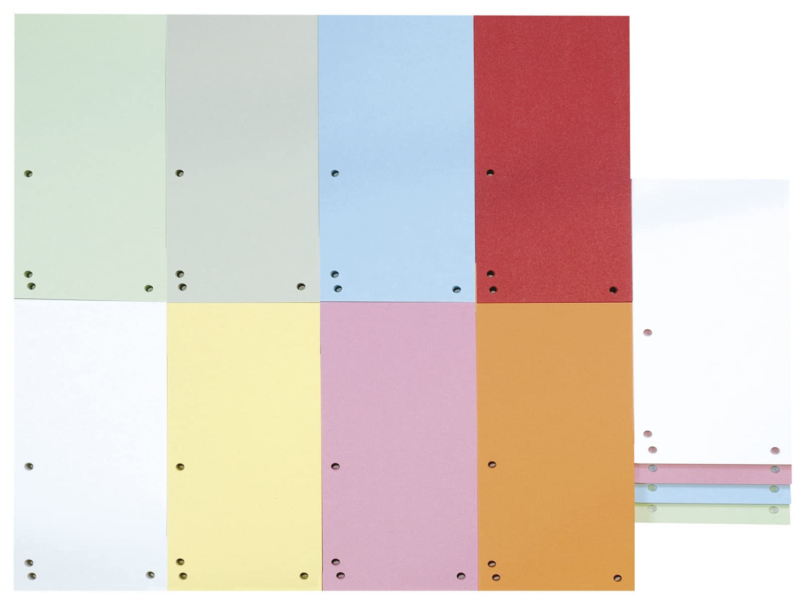 Donau Pack of 100 Divider Strips / Colour: Green / 1/3 A4 Made from 190 g/m² Recycled Cardboard / 4 Punched / 23.5 x 10.5 cm / Perforated / Dividers / Folder / Index Dividers / Made in EU - Image 2