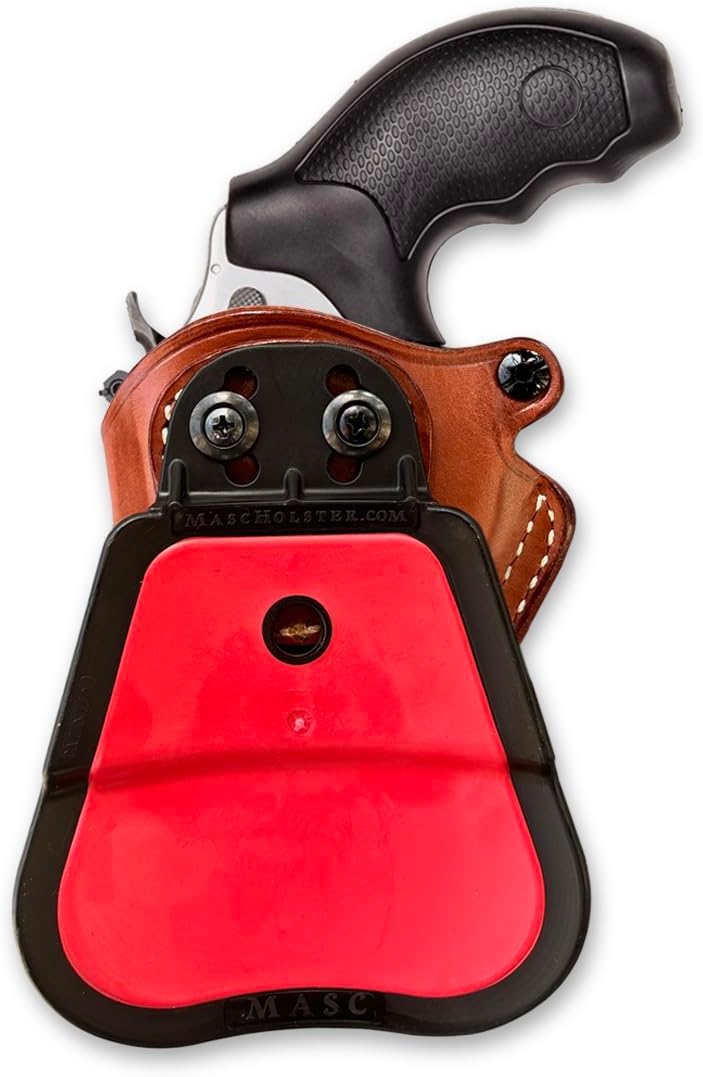 Premium Leather OWB Paddle Holster Open Top Fits SP-101 .357 Magnum 3" Barrel, Right Hand Draw, Brown Color #1034#