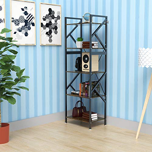 DEWEL 5 Shelf Bookshelf 70 inch Industrial Bookshelf Display Open Bookcase 5-Tier Storage Organizer Rack Standing Unit Shelf for Living Room Kitchen Bathroom