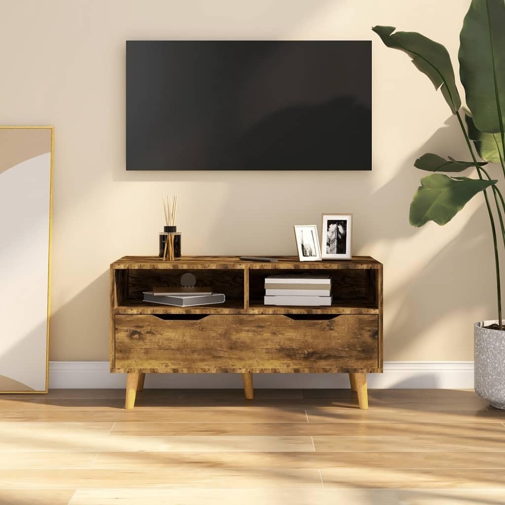 TV Cabinet Smoked Oak,Media Cabinet,Storage Cabinet,Entertainment Cabinet,Wooden TV Cabinet,Living Room Furniture,for Living Room,Bedroom,Lounge,Activity Room,35.4"x15.7"x19.1" Engineered Wood