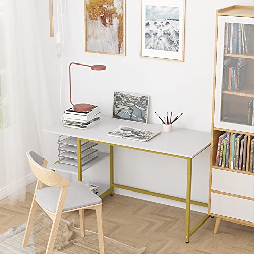 Teraves Reversible Computer Desk For Small Spaces,Small Desk With Shelves,47 Inch Gaming Desk Office Desk Bedroom Desk For Home Office #TOP1