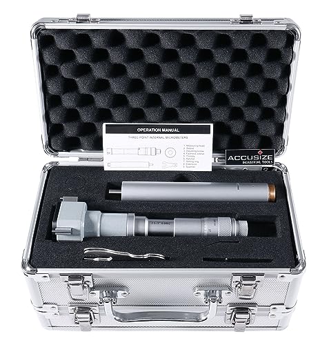 Accusize Industrial Tools 2.5'' to 3.0'' Three-Point Internal Micrometer, Ratchet Stop, 3151-1071