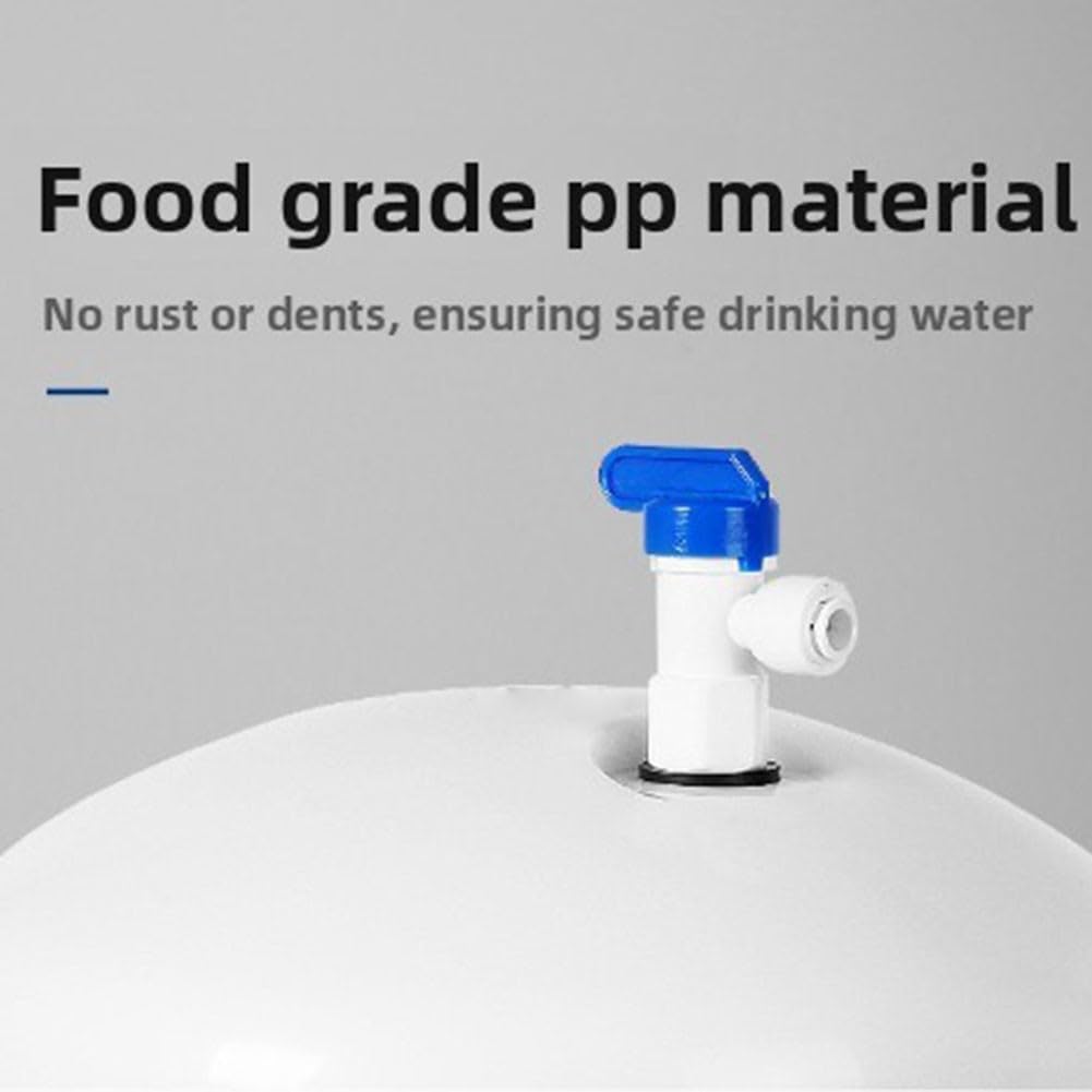 Tanque de agua RO presurizado de 3.2 galones con válvula de bola, Recipiente de almacenamiento PP para purificador de agua casero, diseño antienvejecimiento, fácil instalación, blanco(2)