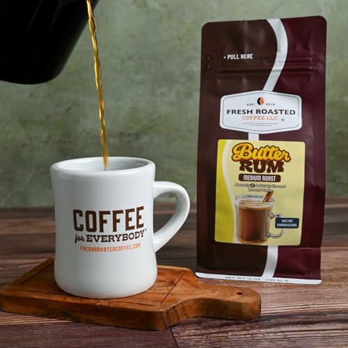Image of Fresh Roasted Coffee, Butter Rum Flavored Whole Bean Coffee, Medium Roast, Kosher, 12 oz