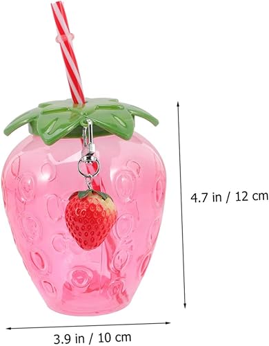 Miniatura 9 de Cabilock Taza de fresa para beber agua, tazas de jugo de plástico, tazas de verano, taza hawaiana para fiesta, tazas kawaii, botella de agua de