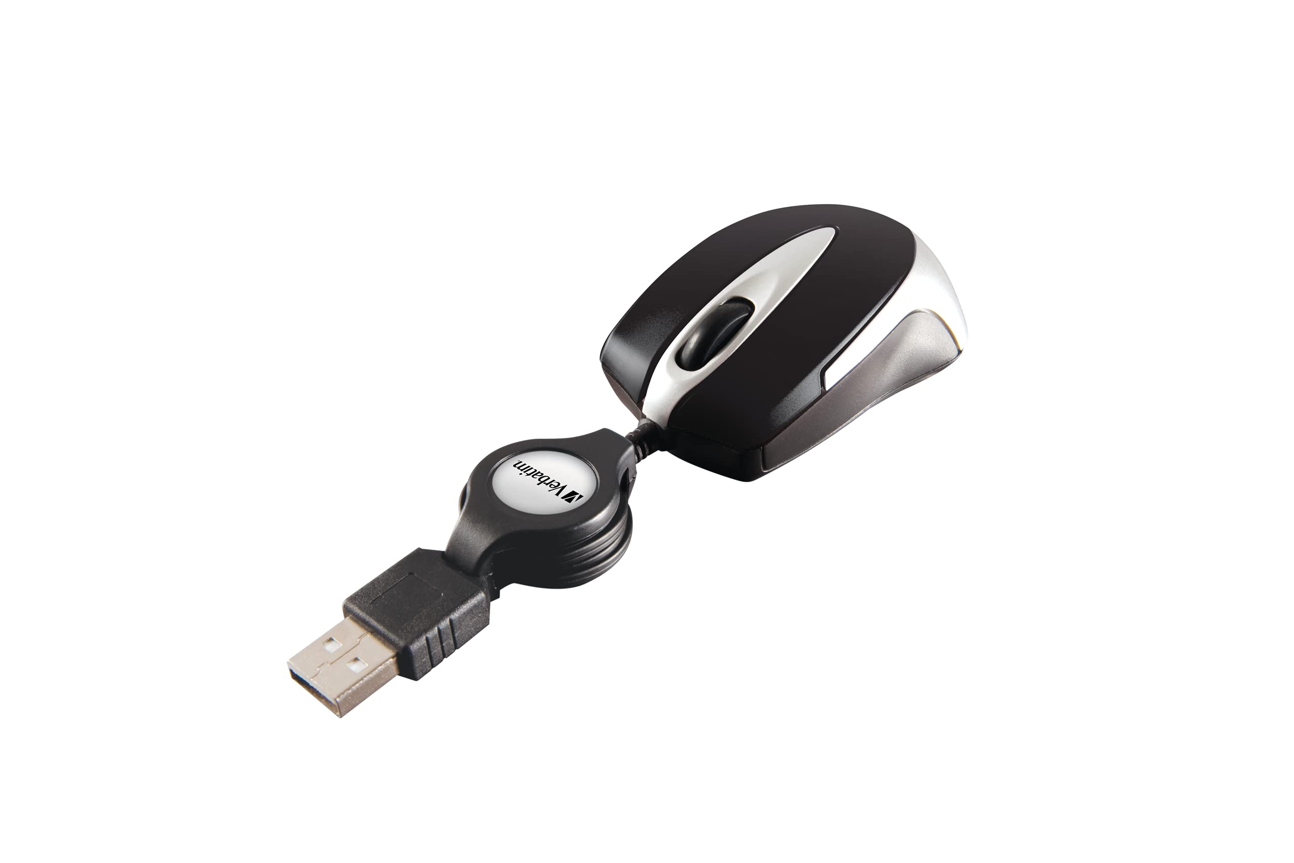 Verbatim Go-Mini optische Travel-Maus, kleine Computermaus mit einziehbarem Kabel, USB-A, USB-Maus mini mit 1000 DPI, für Laptop, Notebook, PC und MAC, kompaktes Design, schwarz (Packung mit 5)