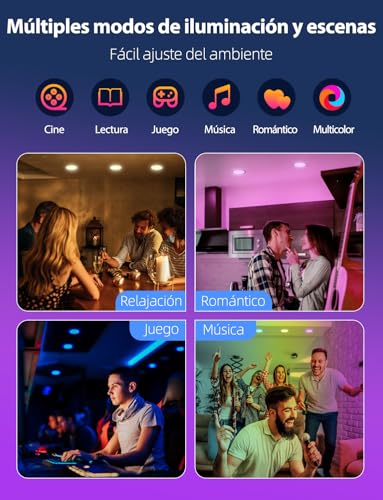 iLC Foco Empotrable LED Techo 8W, trabajar con Alexa(Se requiere un dispositivo Echo), Corte Ф68-85mm, 2700K - 6000K + RGB Cambio de Color, Aplicación controlada Downlight (4 unidades) - imagen 4
