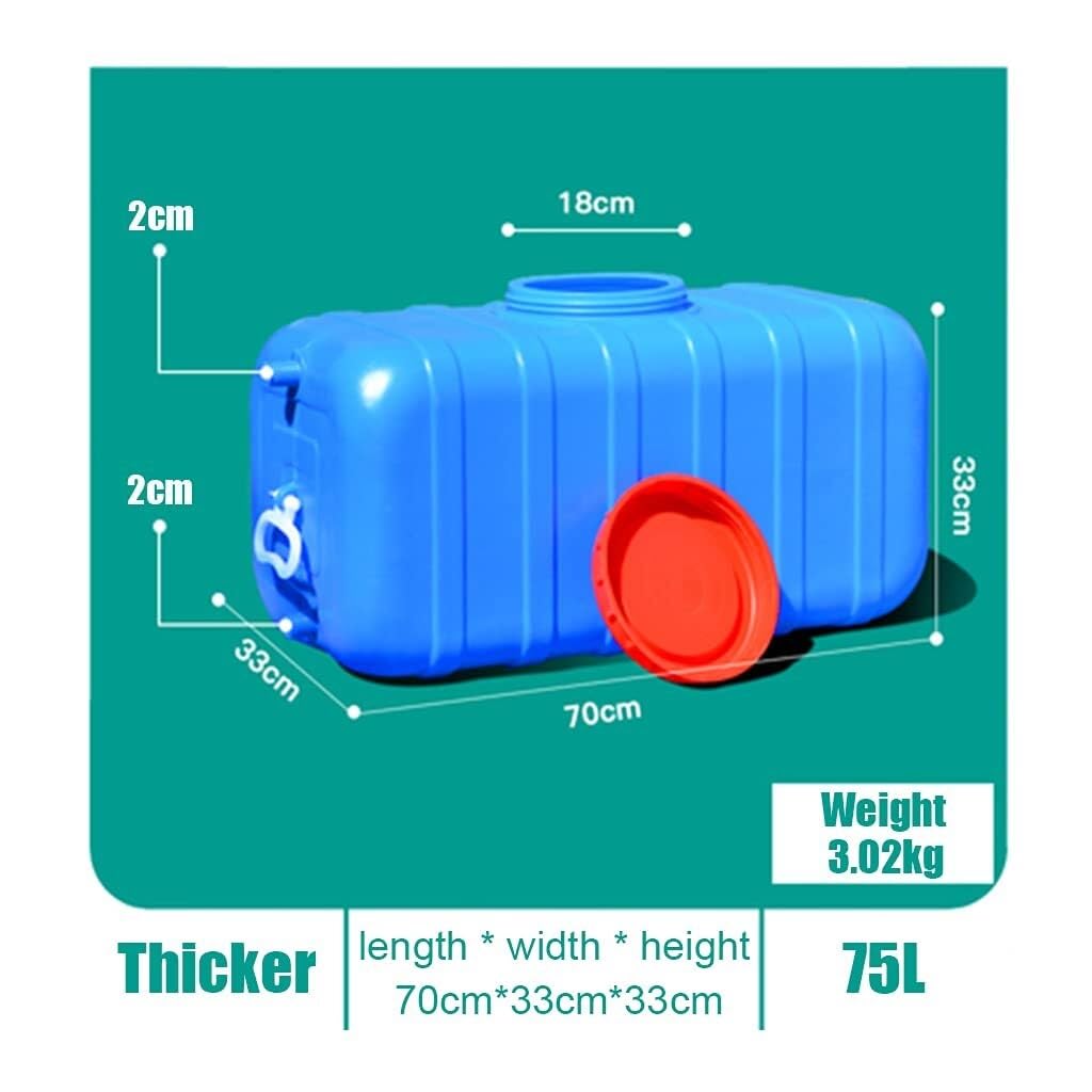Cubo de plástico Cuadrado para Camping de 45L/75L/100L, contenedor de Agua para Coche, Color Azul, Apto para Uso alimentario, con Tapa y asa, Barril de Agua Multifuncional.