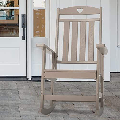 letsdate Love High Back Plastic Rocking Chairs Outdoor & Indoor | Oversized Rocker Chairs | Easy to Assemble | Max Weight 500 lbs | for Lawn, Porch, Patio, Backyard, Fire Pit, Garden (Medium Brown)