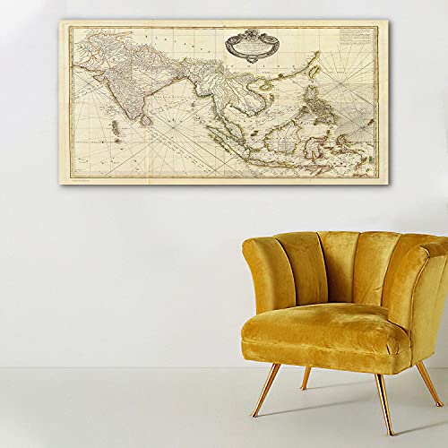 Art mural vintage retro map avec impression haute définition