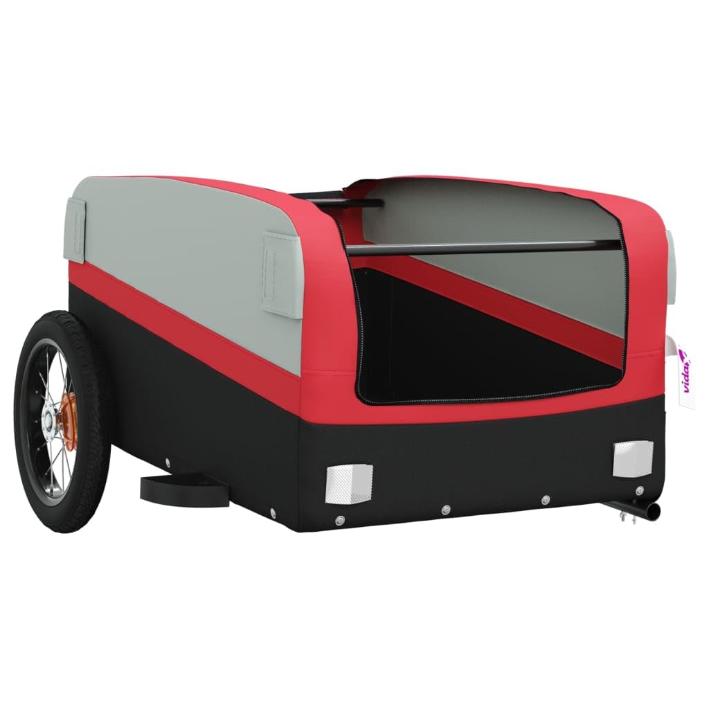 Przyczepa rowerowa, czarna, czerwona, z żelaza, nośność 30 kg, z dyszlem, fotelik dla dzieci, do transportu bagażu, nadaje się do sprzęgła rowerowego, w podróży, na zewnątrz, na co dzień