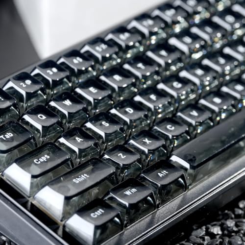Image of dagaladoo Black Grey Jelly keycaps, Shine Through Keyboard caps Clear Set,Ice Crystal Translucent Key caps, Fit 60% 65% 75% 80% 100% Keyboard, RGB Backlight Compatible（ASA Profile ）