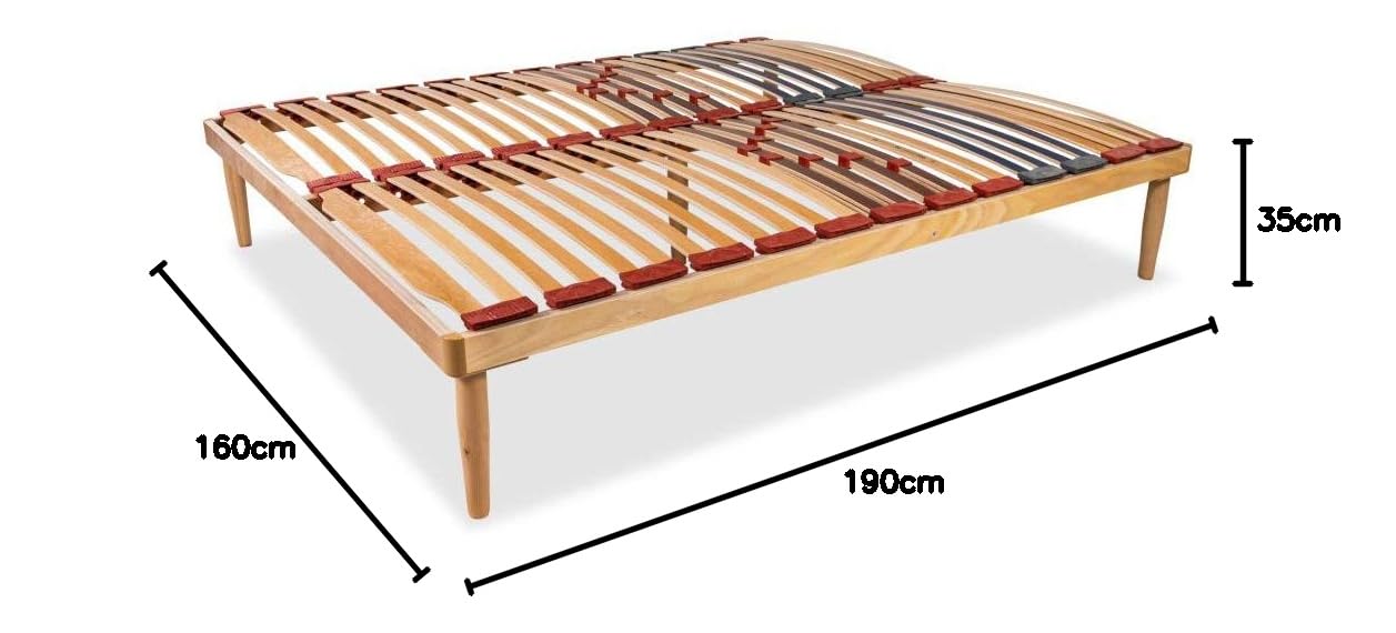 Materassimemory.eu Rete Matrimoniale modello Dynamic misura 160x190 in legno di faggio con doghe ammortizzate e basculanti e regolatori di rigidità zona lombare (DA ASSEMBLARE)