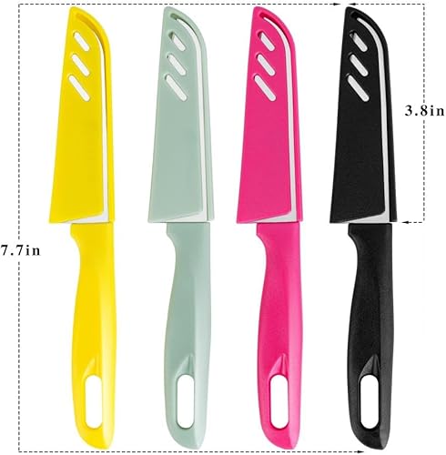 Miniatura 2 de 8 cuchillos de pelar (4 cuchillos de pelar y 4 fundas de cuchillo), cuchillo ultra afilado para verduras y frutas, cuchillo de cocina pequeño de